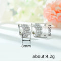 Silver Emerald Cut Cubic Zirconia Three Row Huggie Earrings view 4