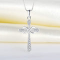Silver Tone Cross Infinity Crystal Pendant Necklace view 3
