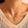 Gold Star Charm Multicolor Zircon Plate Pendant Necklaces view 4