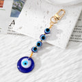 Evil Eye Bead Strand and Round Pendant Clip Keychains in Five Colors view 5
