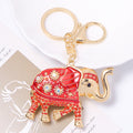 Enamel Sun Rhinestone Elephant Keychain Gold Clasp Four Colors view 6