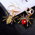 Faceted Gem Spider Keychains in Royal Blue and Red Color Options view 4