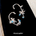 Silver Horse Star Moon Ear Cuffs With Blue Crystals view 2