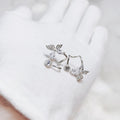Crystal Leaf Cluster Stud Earrings in Polished Metal view 3