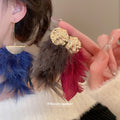Feather Statement Earrings With Round Textured Studs view 2