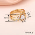 Gold-Tone Three-Piece Geometric Ring Set with Clear Stone Details view 4