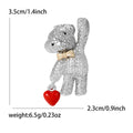 Crystal Cat Brooch With Red Heart Charm for Jackets Scarves and Lapels view 7
