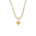 Natural Stone Bead Necklace Gold Eight Point Star Zircon Pendant view 5