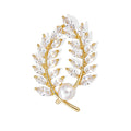 Gold and Silver Wheat Pearl Look Metal Brooch Pin Pair view 1