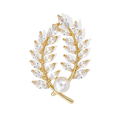 Front view of the silver wheat metal brooch