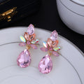 Pink Red Horse Geometric Crystal Metal Dangle Earrings view 4