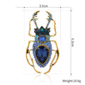 Blue Gold Tone Beetle Crystal Two Designs Metal Brooch Pin view 2