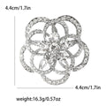 Layered Petal Rhinestone Flower Brooch in Two Finishes view 6