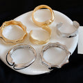 Gold Silver Bamboo Twist Hammered Open Cuff Bangles Six view 2