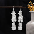 Eighty-Two Silver Tone Ethnic Fringe and Tassel Earrings view 4
