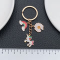 Colorful Rainbow Unicorn Daisy and Cloud Metal Keychain view 3