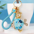 Jeweled Round Pufferfish Keychains in Four Colors with Braided Loops view 10