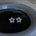 Silver Tone Blue Star Clear Stone Halo Stud Earrings For Women view 4
