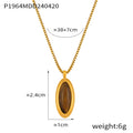 Gold Steel Oval Stone Shell Pendant Necklace Variants view 9