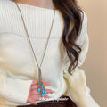 Turquoise Blue Stone Tassel Necklace Fashion Jewelry view 3