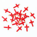 Tiny Enamel Cross Pendant Charms in Eight Color Options view 3