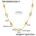 Gold Marquise Czech Glass Station Necklace Metal Bead Accents view 6