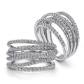 Silver Tone Multi Band Wrap Pave Clear Finger Ring view 1