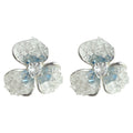 Silver Tone Crystal Flower Stud Earrings Blue Gradient view 5