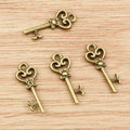 Ornate Small Key Charms in Two Antique Metal Finishes view 3