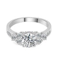 Silver Round CZ Cluster Side Stone Ring Sizes 6-10 view 5