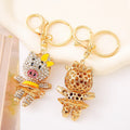 Rhinestone Pig Keychain Gold Metal Charm with Lobster Clasp view 4