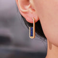 Crystal Long U Earrings in Red Green and Blue Gold Tone Styles view 4