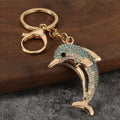 Rhinestone Dolphin Metal Keychain With Split Ring And Lobster Clasp view 4