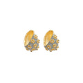 Enamel Floral Crystal C Hoop Earrings in White and Blue view 5