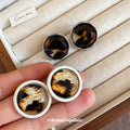 Leopard Pattern Round Resin Stud Earrings Jewelry Accessory view 2