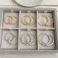 Twisted Rope Hoop Earrings Gold and Silver Tone Multi Size view 3