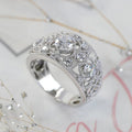 White Gold Tone Filigree Wide CZ Finger Ring Sizes 6-10 view 5