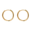 Gold Smooth Huggie Hoop Earrings Hinged Plain Round Metal view 5