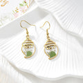 Gold Tone Santa Pressed Flower Drop Earrings in Four Designs view 3