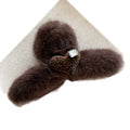 Brown Plush Fur Claw Clip Leopard Heart Rhinestone view 5