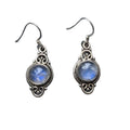 Milky White Round Cabochon Silver Tone Hook Earrings view 5