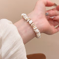 White Irregular Shell Chip Stretch Beaded Bracelet view 6