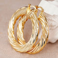 Gold Tone Twisted Rope Large Hoop Earrings Polished Metal Jewelry view 6