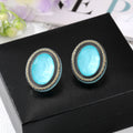 Gold Tone Chunky Transparent Faceted Oval Stud Earrings view 3