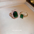 Green Crystal Open Band Statement Ring Fashion Jewelry view 3