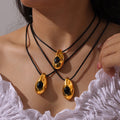 Teardrop Agate Pendant Necklace Braided Cord Or Snake Chain view 4