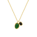 Green Black Agate Pendant Necklace Asymmetric Stud Earrings view 5