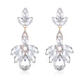 Aqua Green Green Leaf Teardrop Tassel Crystal Four Designs Metal Dangle Earrings view 6