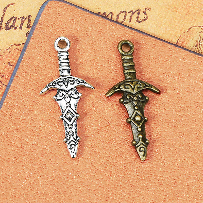 28x13mm Double-Sided Alloy Sword Charm Pendant for DIY Jewelry