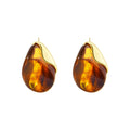 Gold-Tone Irregular Resin Teardrop Stud Earrings in Two Sizes view 5
